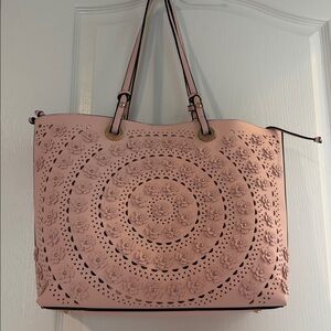 Pink leather big tote